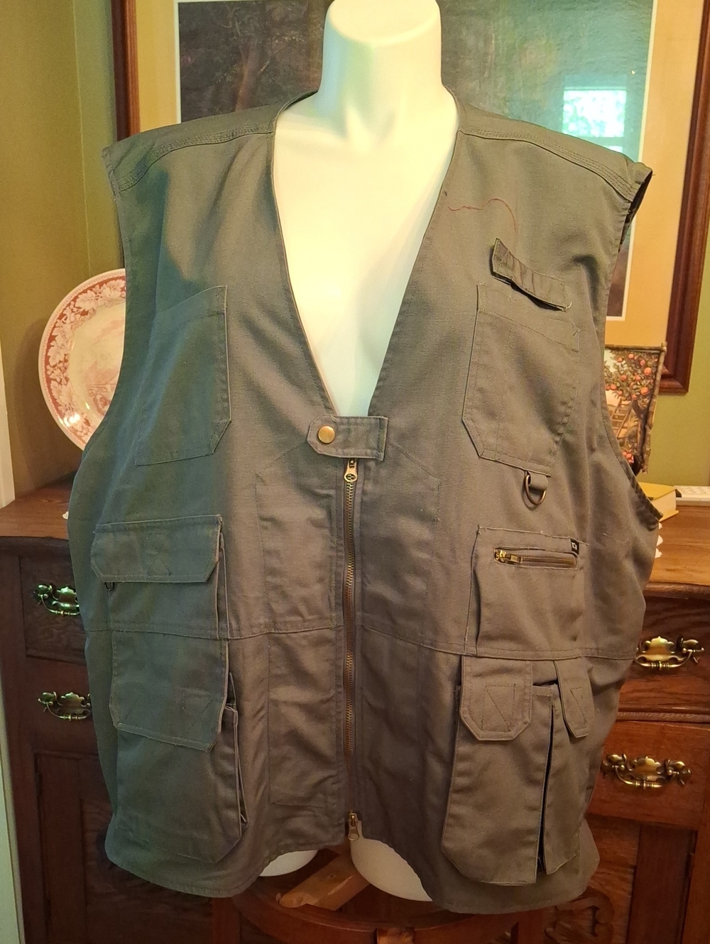 Men's Tact Gear By Tact Squad4X Multi-Pocket Field/Utility Fishing Vest in Olive
